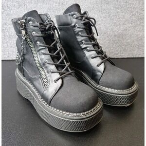 Demonia Emily 114 Boots Lace-Up Size Zip Goth Punk Emo Chains Platform Size 9